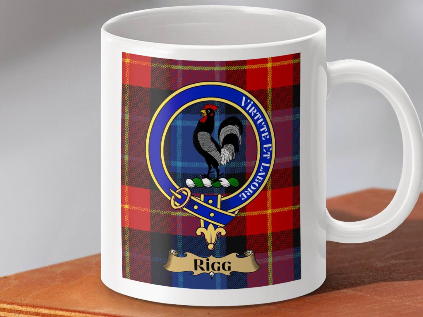 Clan Rigg Virtue Glorious Tartan Emblem Mug product