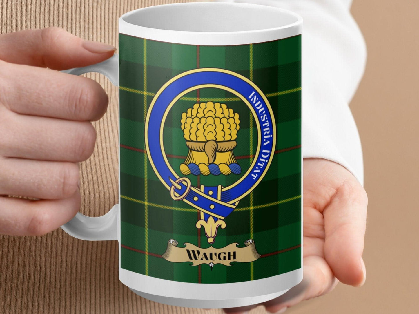 Custom Waugh Crest Design Tartan Coffee Mug product type
