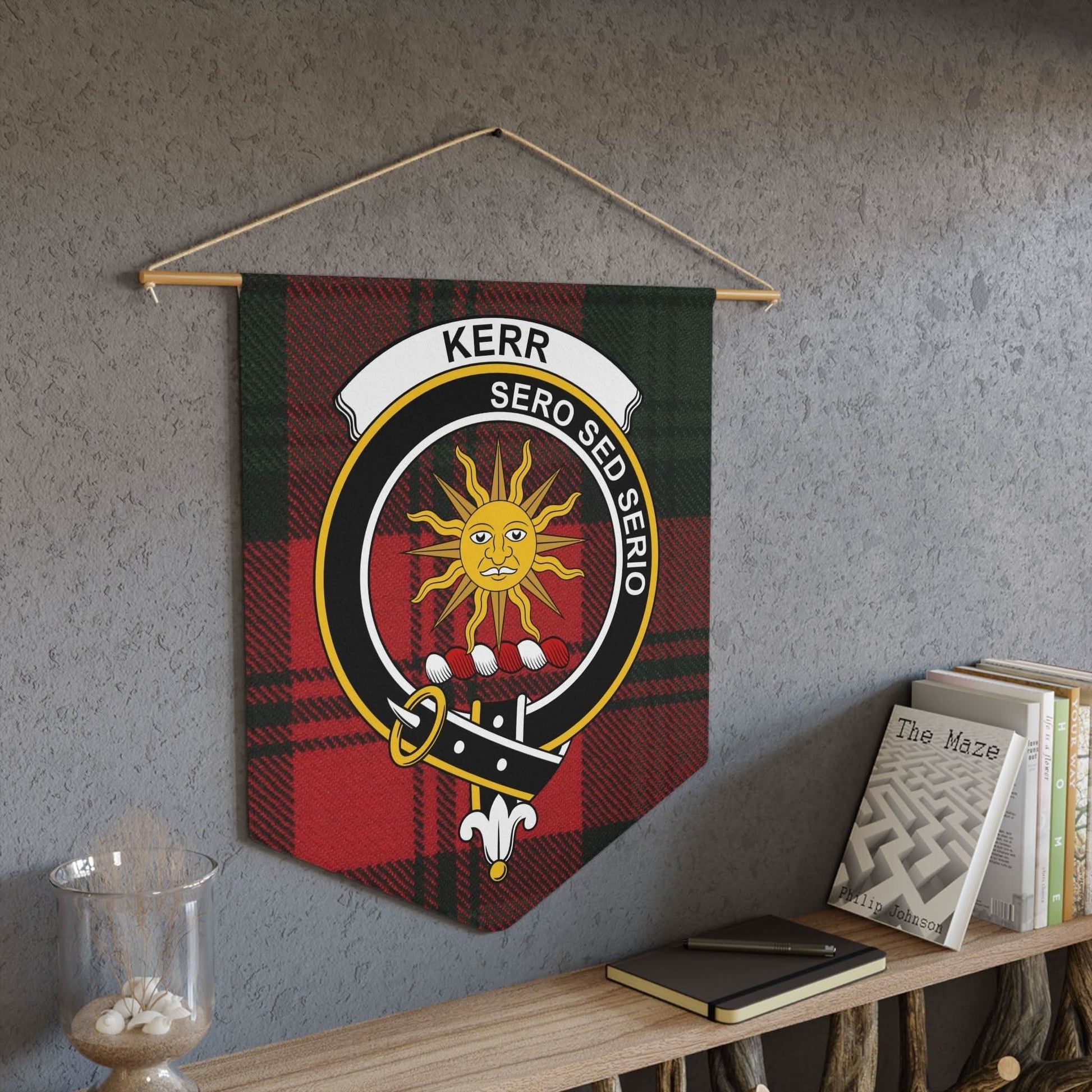 Kerr Clan Scottish Tartan Sun Motif Wall Pennant - Celtic Ancestry Gifts