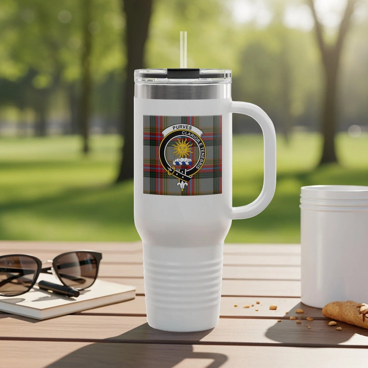 Purvis Clan Tartan Insulated White Tumbler product