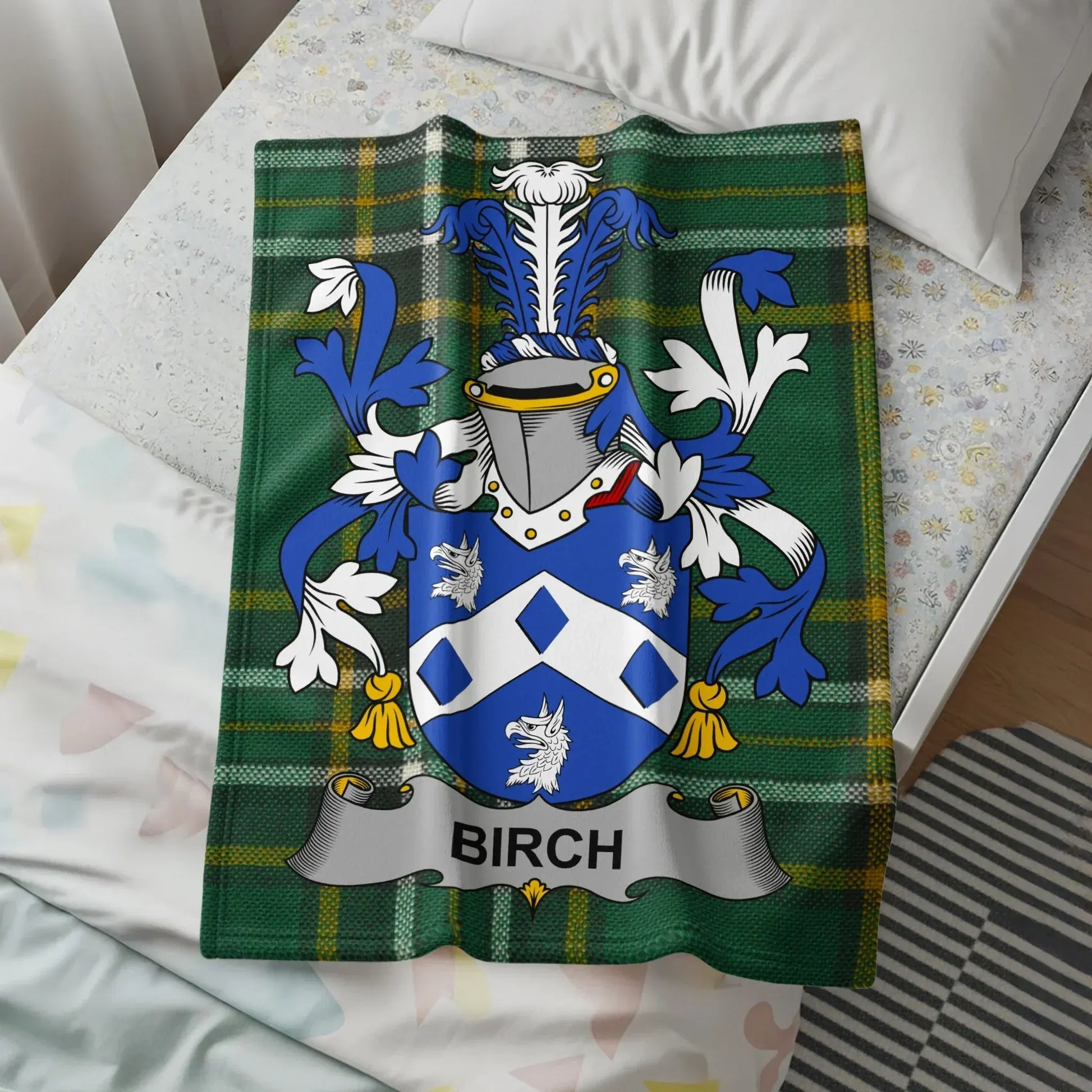 Birch Family Crest Tartan Personalized Blanket product