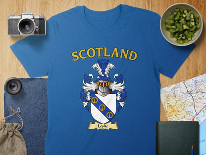 Scotland Leslie Family Crest Blue T-Shirt product