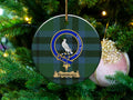 Marshall clan crest tartan ceramic ornament on a Christmas tree