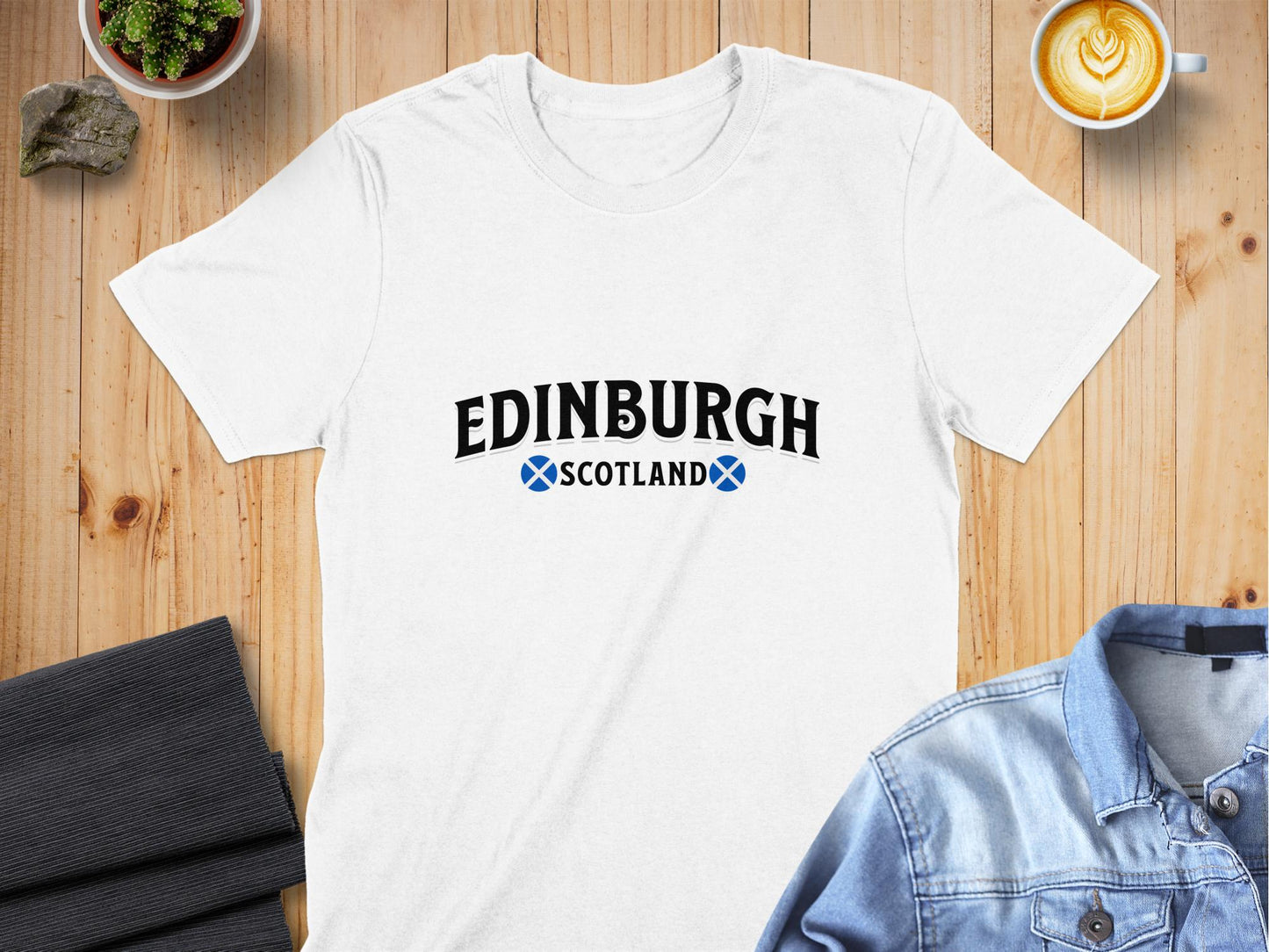 Edinburgh Scotland Flag Graphic Style T-Shirt - Living Stone Gifts