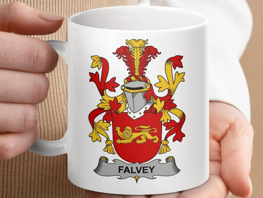 Falvey Surname Irish Family Crest Mug - Celtic Ancestry Gifts