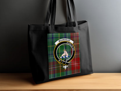 Scottish Clan Crest on Tartan Background Tote Bag - Living Stone Gifts