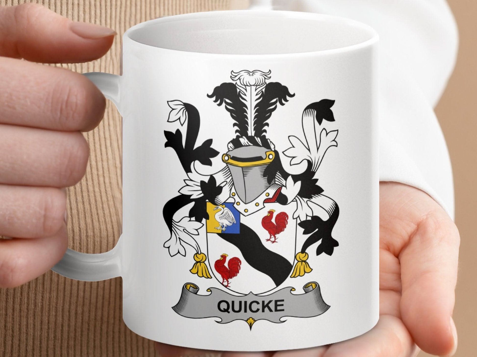 Quicke Family Crest Emblem Heraldry Design Mug - Celtic Ancestry Gifts