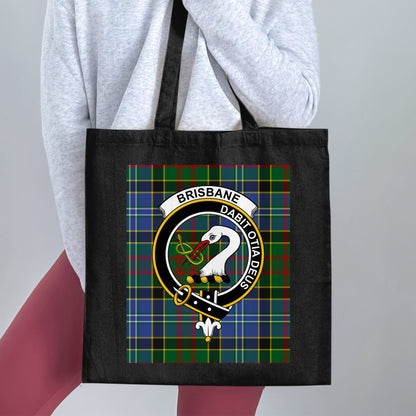 Brisbane clan Scottish Tartan Crest Tote Bag - Living Stone Gifts