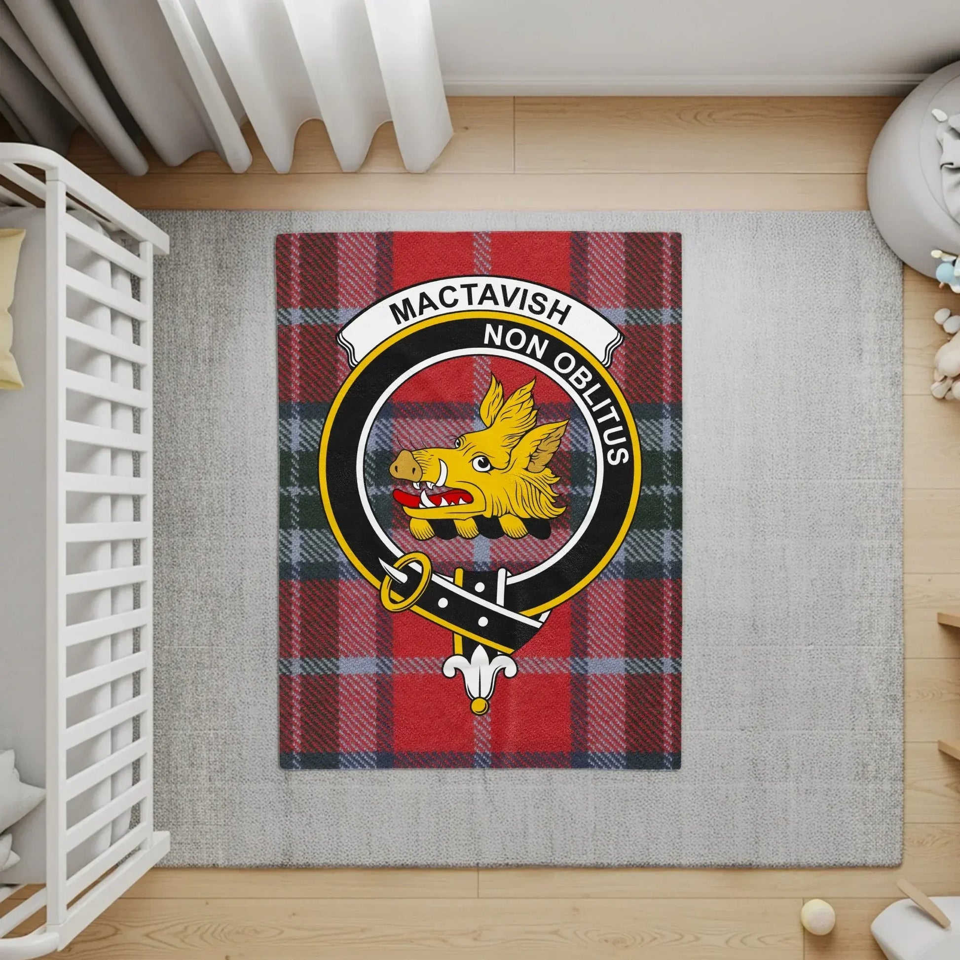 Mactavish Non Oblitus Red Plaid Print Baby Play Mat product