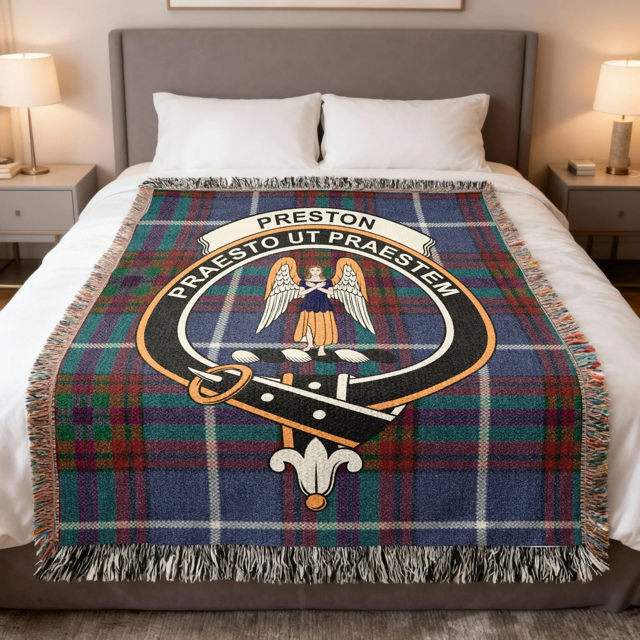 Preston Praesto Ut Praestem Plaid Throw Blanket