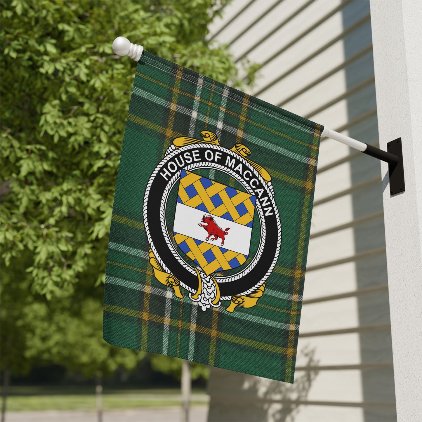 Elegant House of Maccann Crest Design Wall Flag