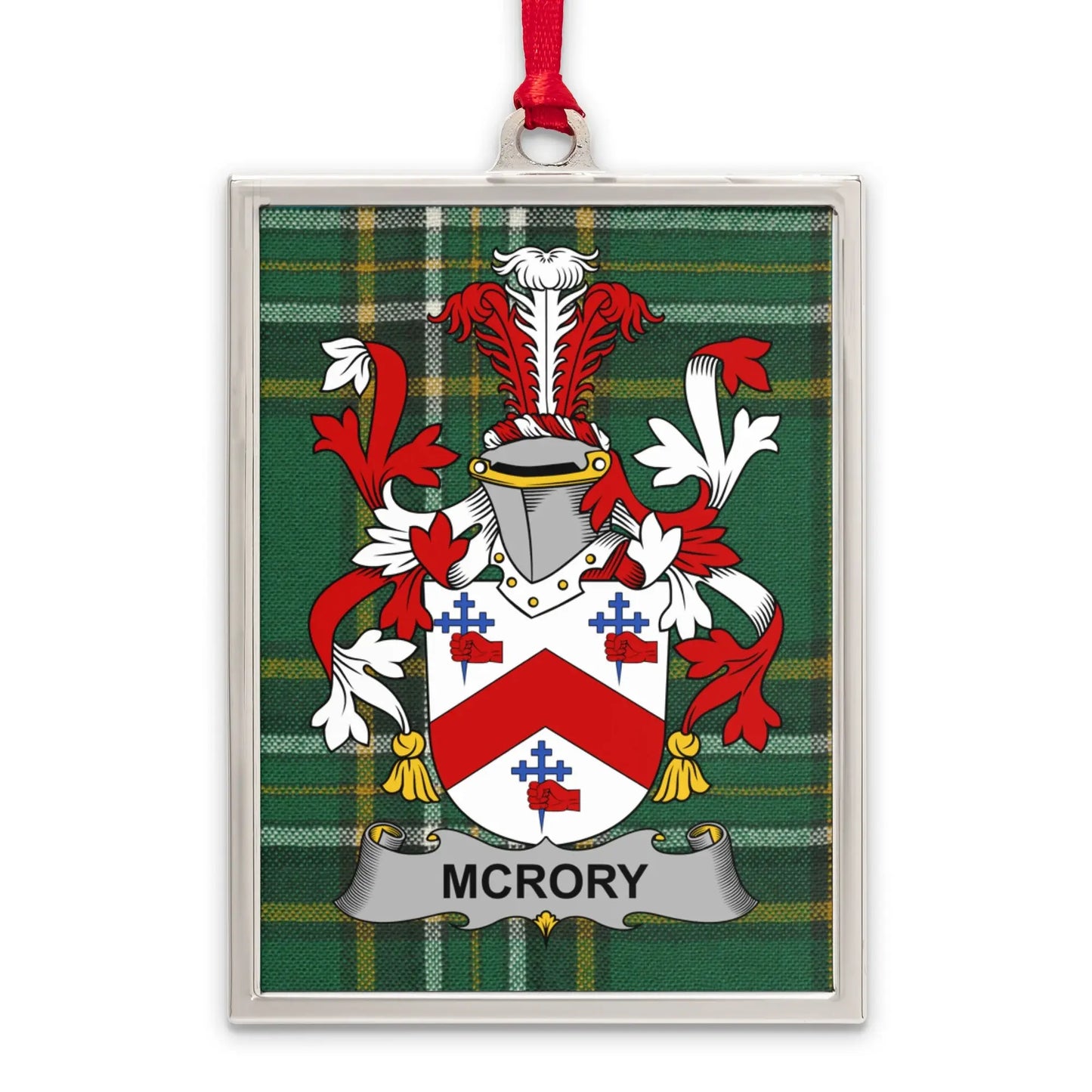 McRory Coat of Arms Plaid Background Ornament product