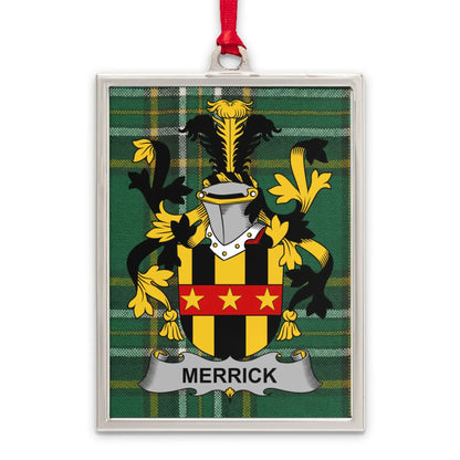 Merrick Family Crest Green Tartan Background product type