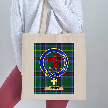 Clan Leeper Scottish Crest Tartan Tote Bag - Living Stone Gifts