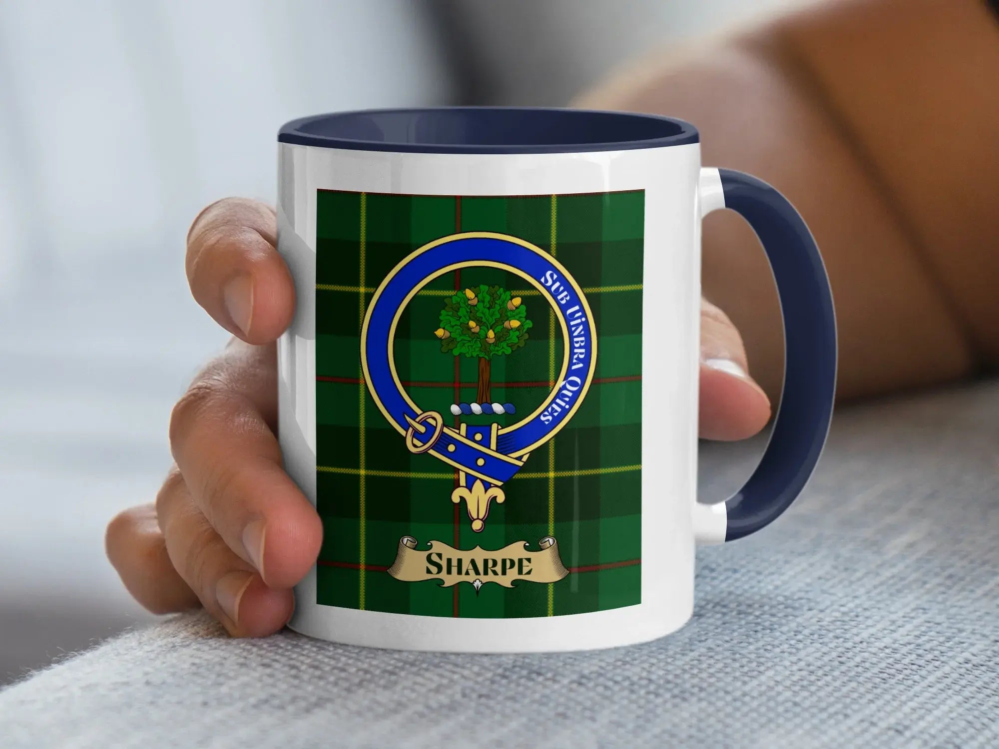 Clan Sharpe Tartan Crest Mug for Scottish Heritage
