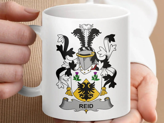 Reid Family Crest Coat of Arms Design Mug - Celtic Ancestry Gifts