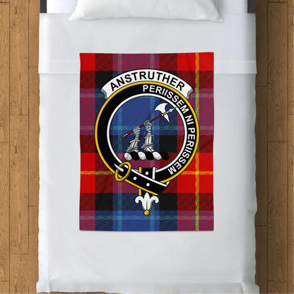 Scottish Clan Anstruther Crest Tartan Throw Blanket - Living Stone Gifts