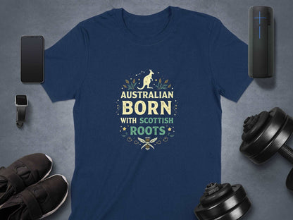 Australian Born With Scottish Roots Vibrant T-Shirt - Living Stone Gifts