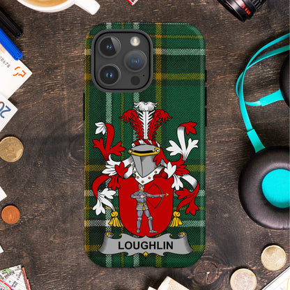 Loughlin Irish Surname Family Crest Cell phone cover - Celtic Ancestry Gifts