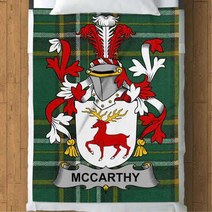 McCarthy Surname Irish Tartan Throw Blanket - Living Stone Gifts