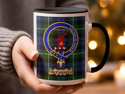 McConnell Scottish Clan Crest and Tartan Design Mug - Living Stone Gifts