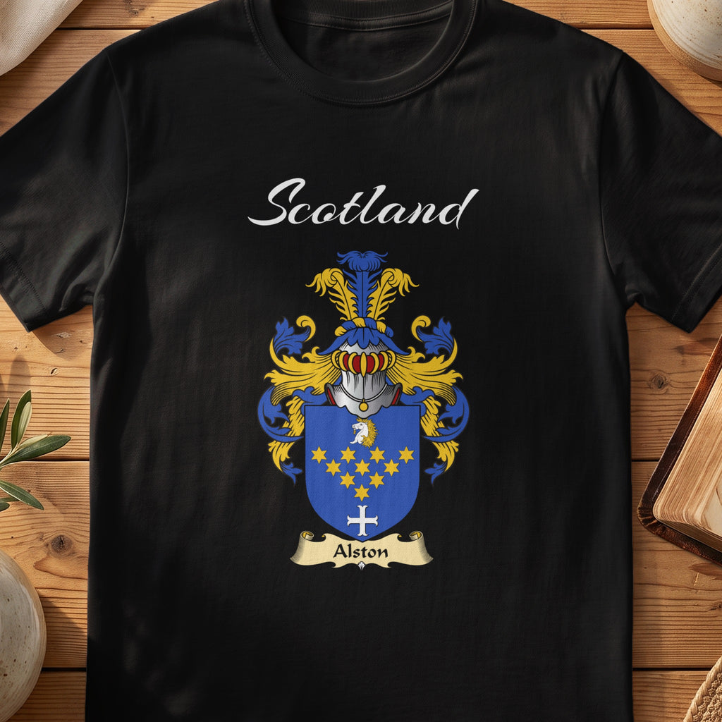 Alston Scottish family shield T-shirt in Black