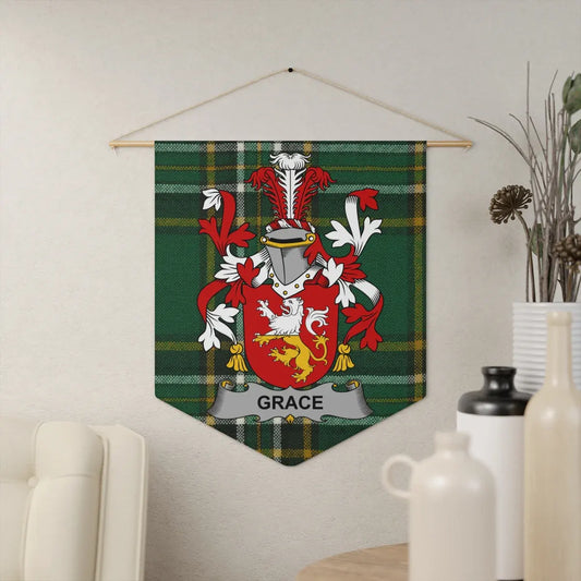 Grace Family Crest Plaid Tapestry Hanging Wall Art product