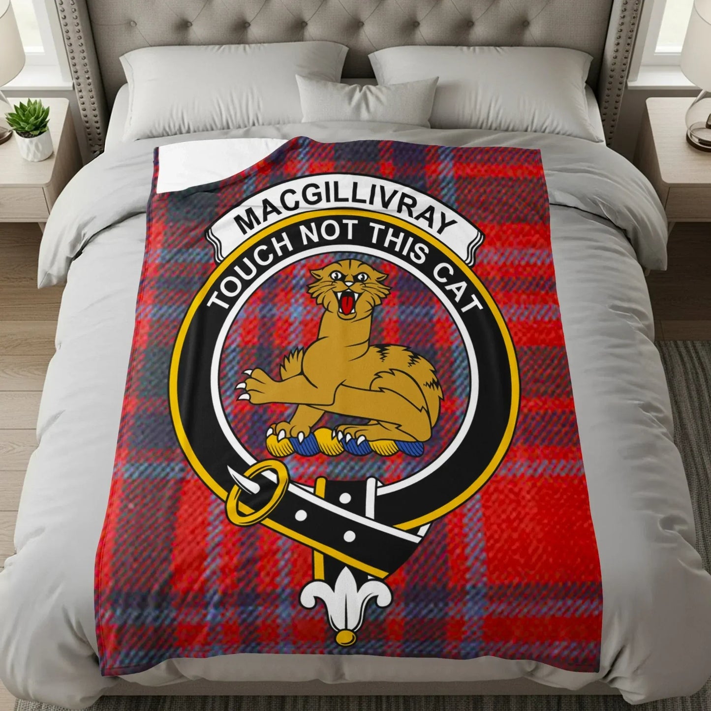 Macgillivray Touch Not This Cat Red Tartan Blanket product