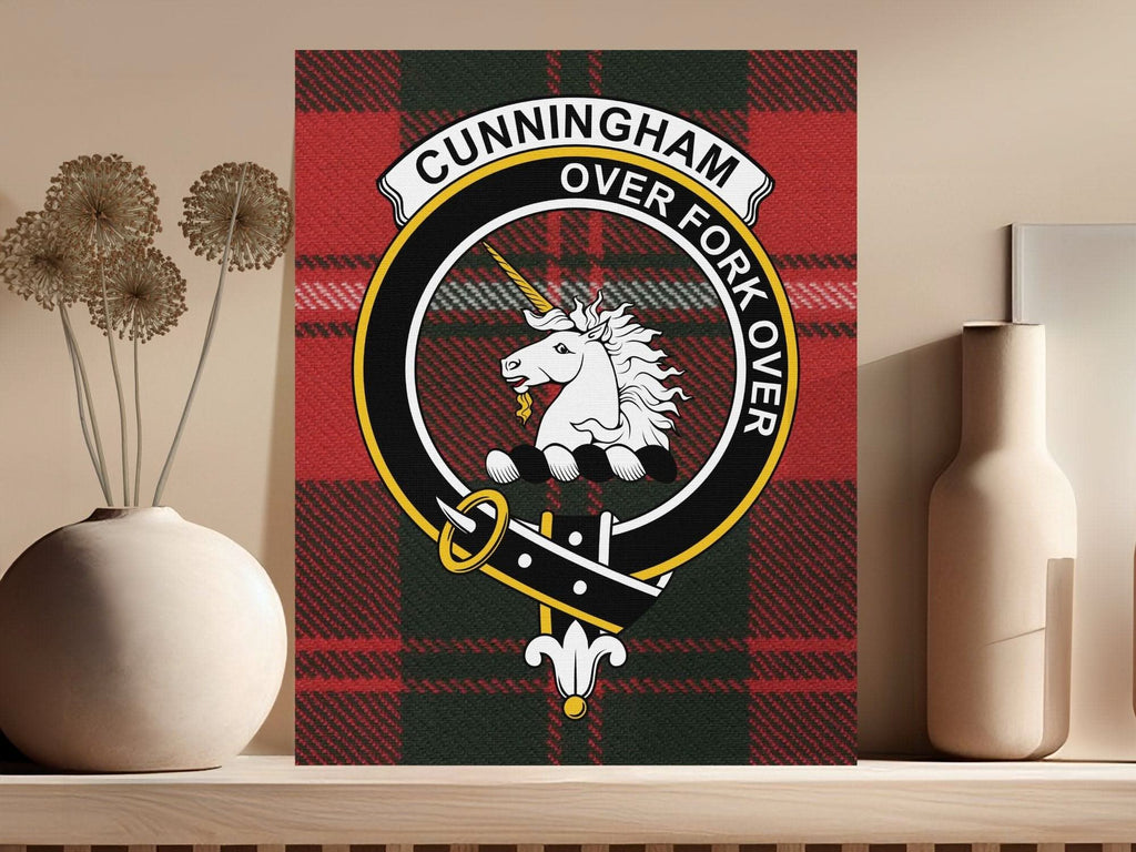 Cunningham Clan Crest Tartan Design Canvas - Celtic Ancestry Gifts