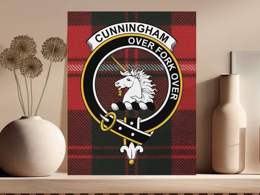 Cunningham Clan Crest Tartan Design Canvas - Celtic Ancestry Gifts
