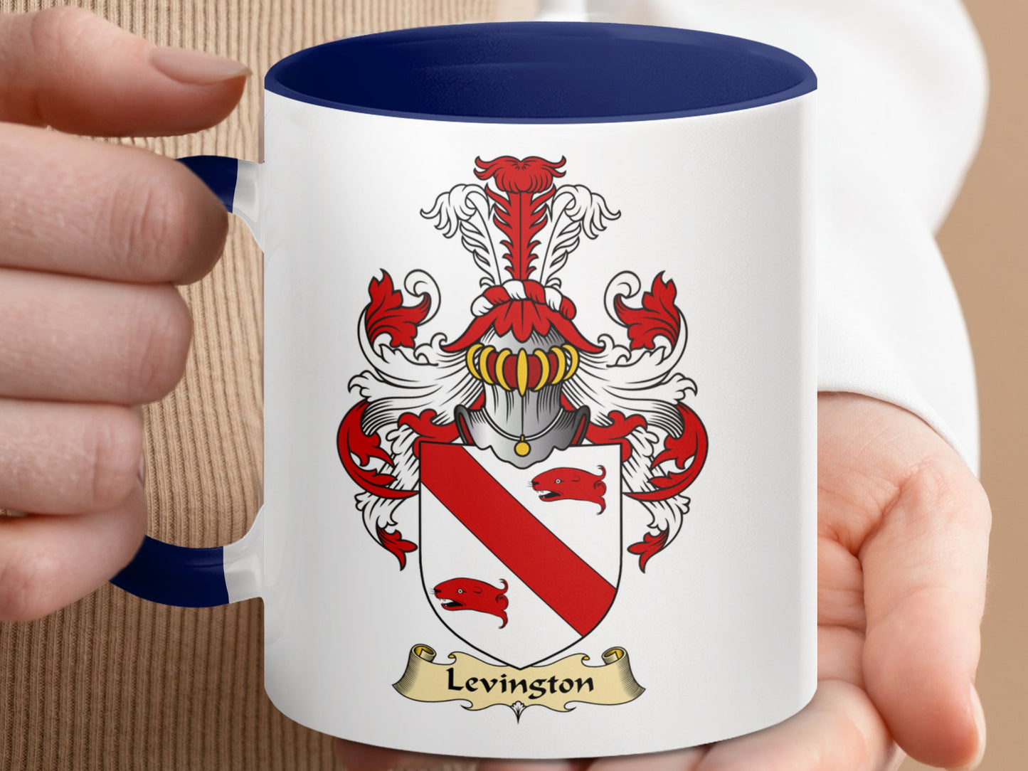 Clan Levingston Scottish Coat of Arms Accent Mug - Living Stone Gifts