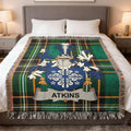 Atkins Family Crest Green Plaid Tartan Blanket product type