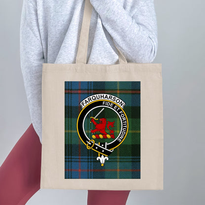 Farquharson Clan Scottish Tartan Crest Tote Bag - Living Stone Gifts