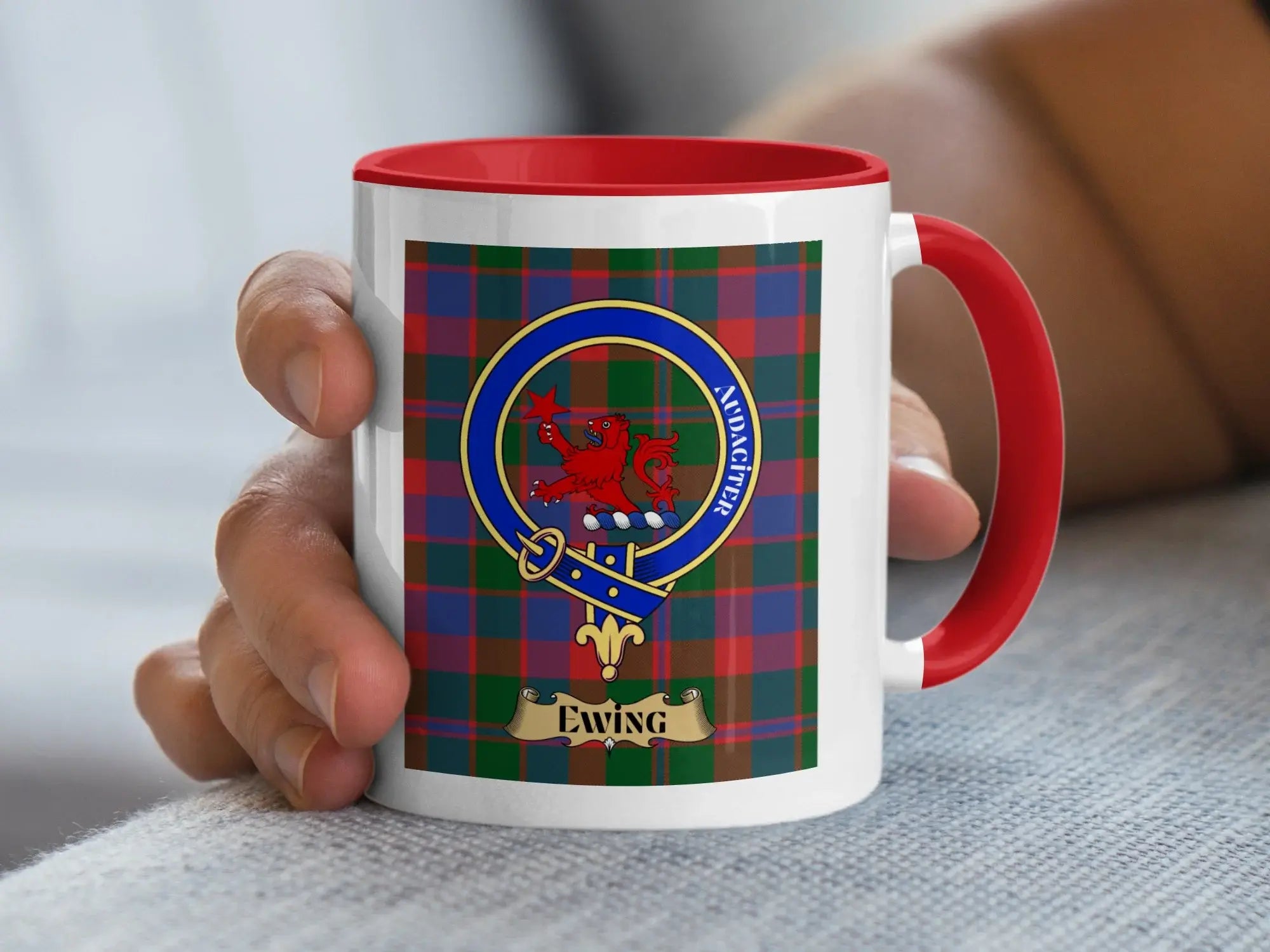Ewing family crest ceramic mug for everyday coffee and tea