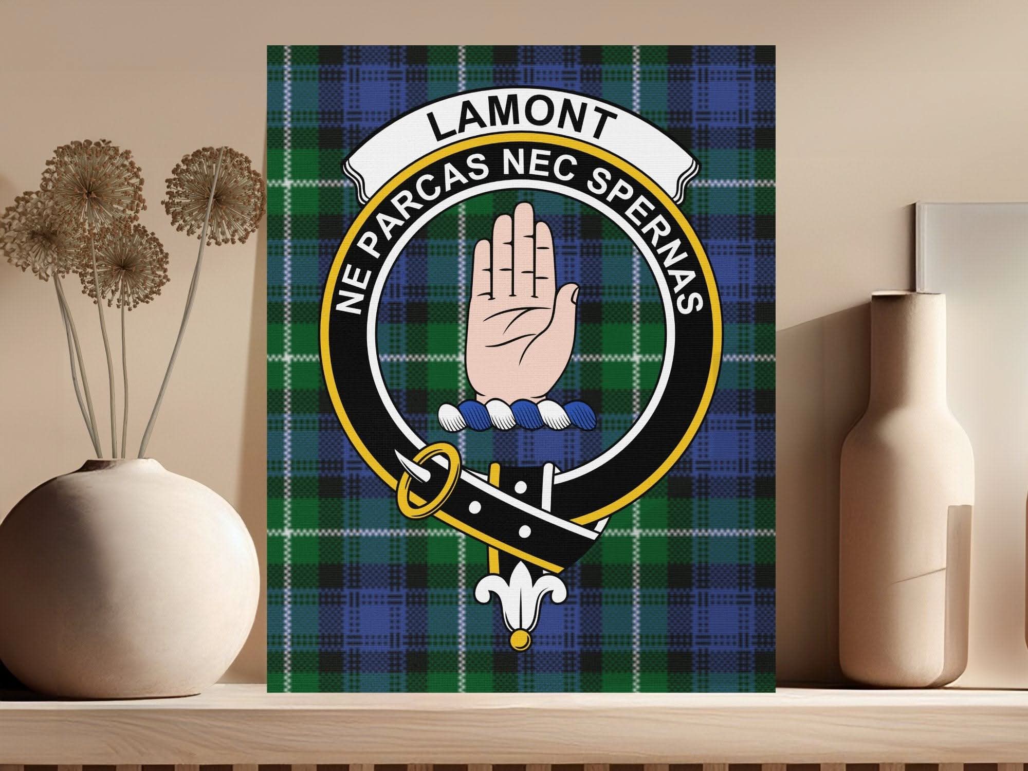 Lamont Scottish Tartan Crest Canvas - Celtic Ancestry Gifts