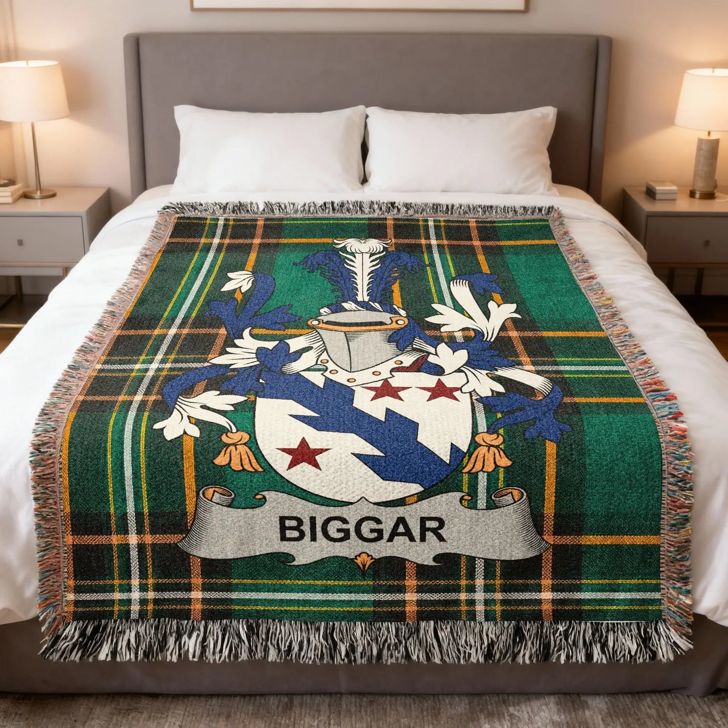 Biggar Family Crest Tartan Plaid Throw Blanket product type