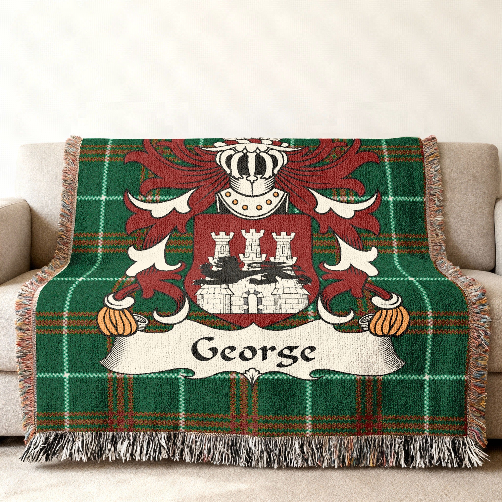 George Welsh Crest Woven Blanket | Welsh Tartan Heritage Throw