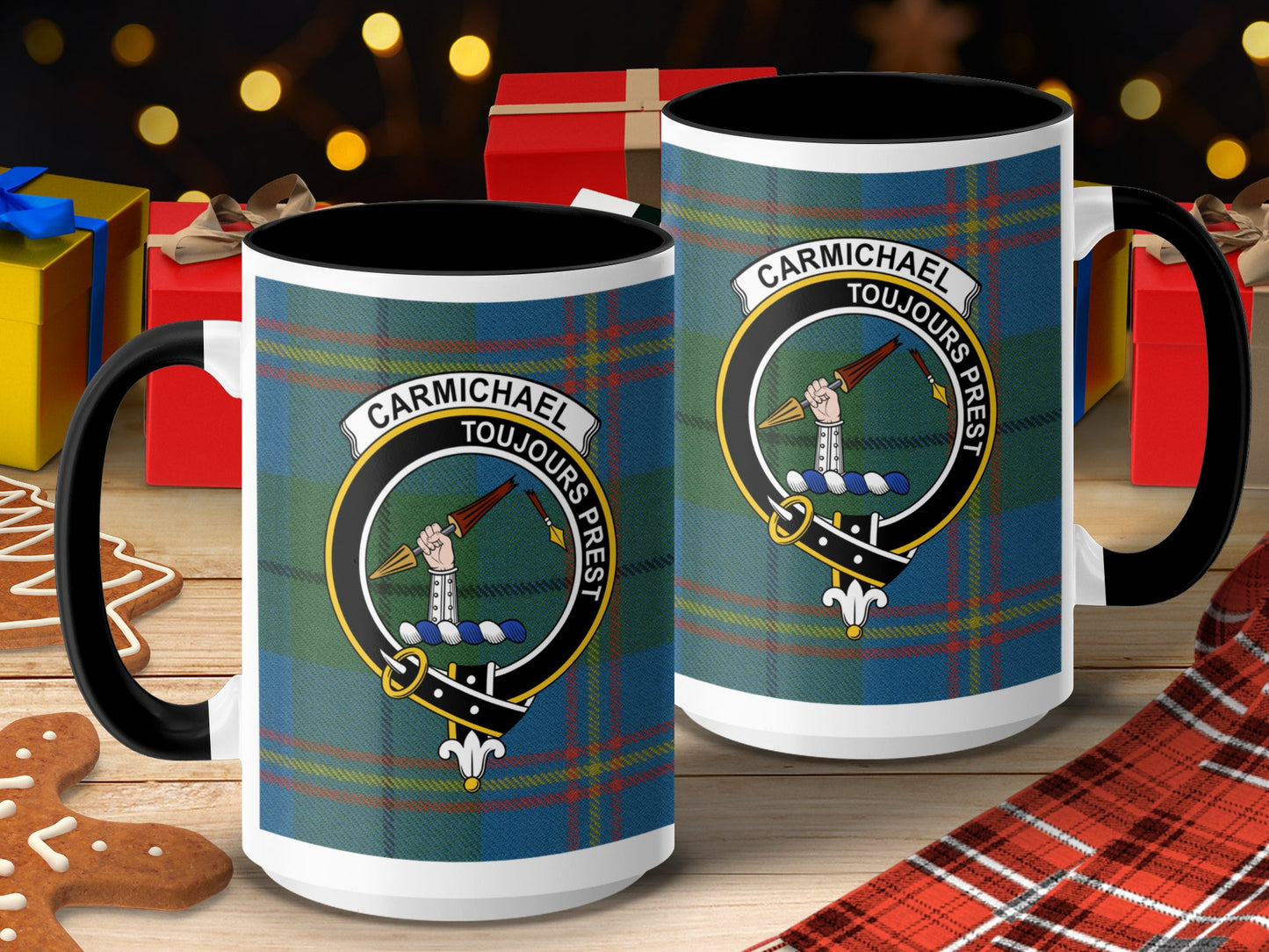 Clan Carmichael Scottish Tartan Crest Toujours Prest Mug - Living Stone Gifts