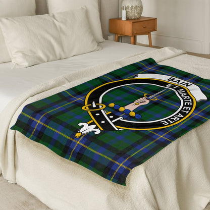 Clan Bain Crest Scottish Tartan Throw Blanket - Living Stone Gifts