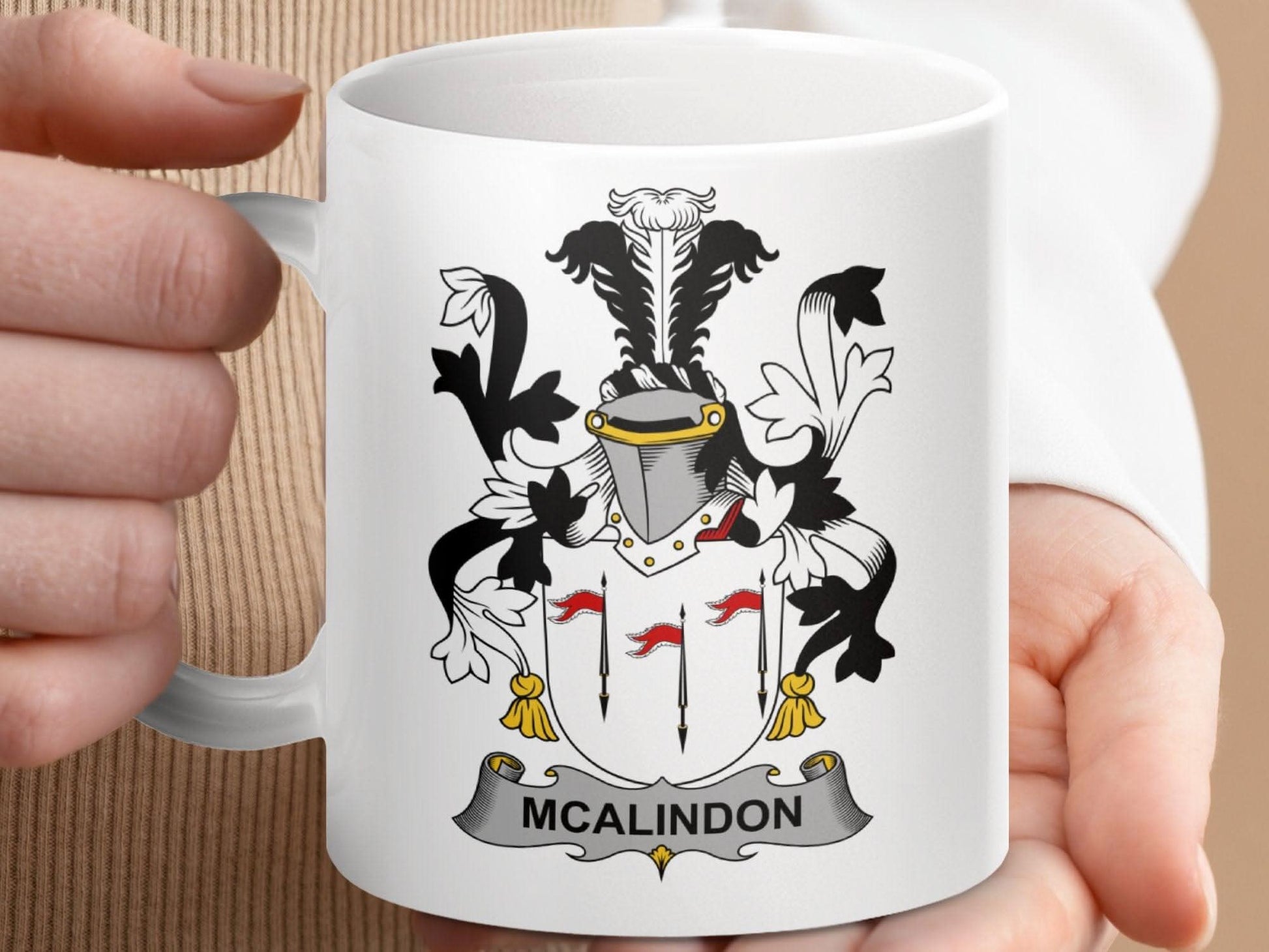 Mcalindon Surname Irish Family Crest Mug - Celtic Ancestry Gifts