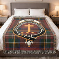 Clan Mercer woven tartan blanket — Crux Christi Nostra Corona crest in full colour, 60" x 50"