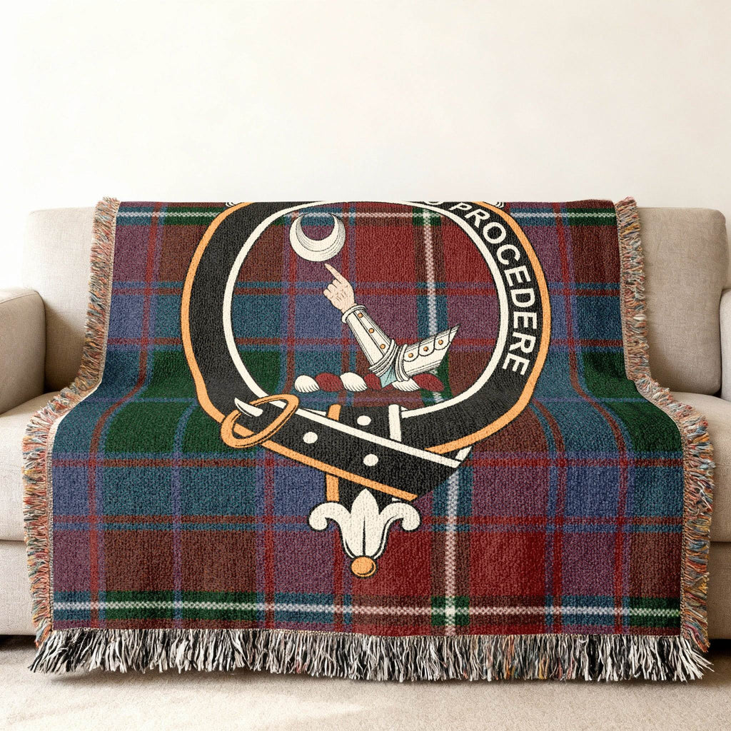 Clan Crest Plaid Tartan Woven Fringe Throw Blanket
