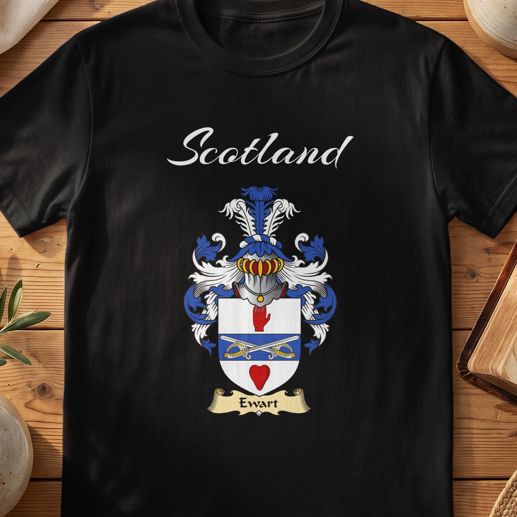 Ewart Scottish family shield T-shirt in Black