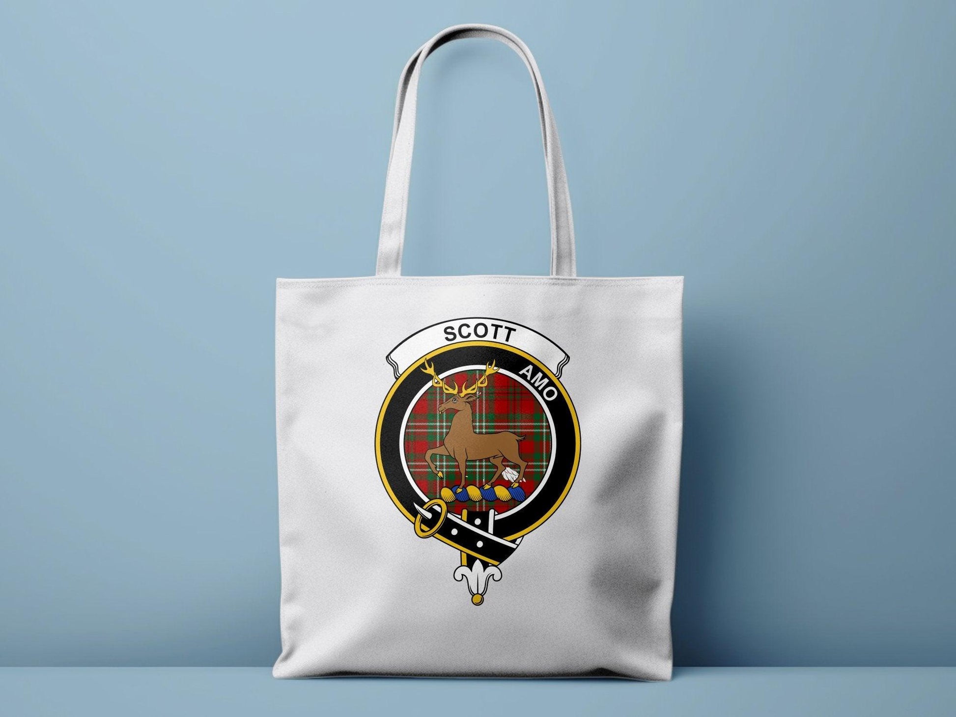 Scott Scottish Clan Crest Tartan Plaid Deer Tote Bags - Celtic Ancestry Gifts