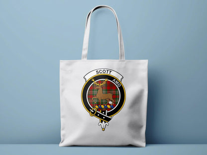 Scott Scottish Clan Crest Tartan Plaid Deer Tote Bags - Celtic Ancestry Gifts