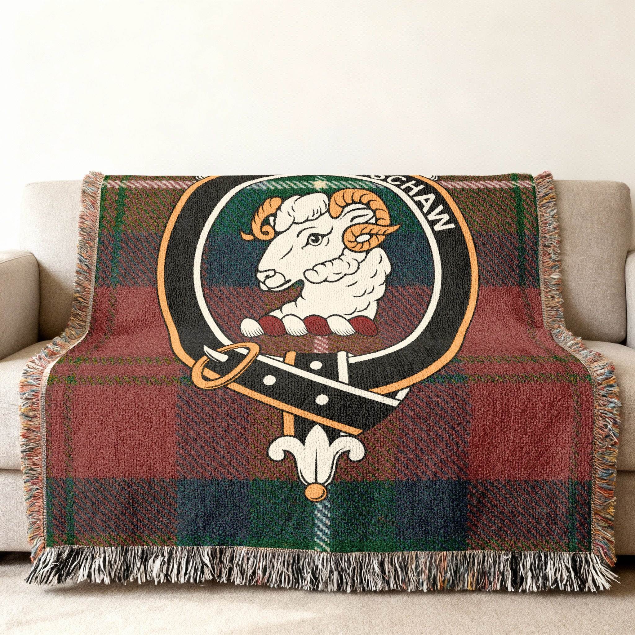 Clan Ruthven heritage blanket — woven fringe finish, heirloom quality