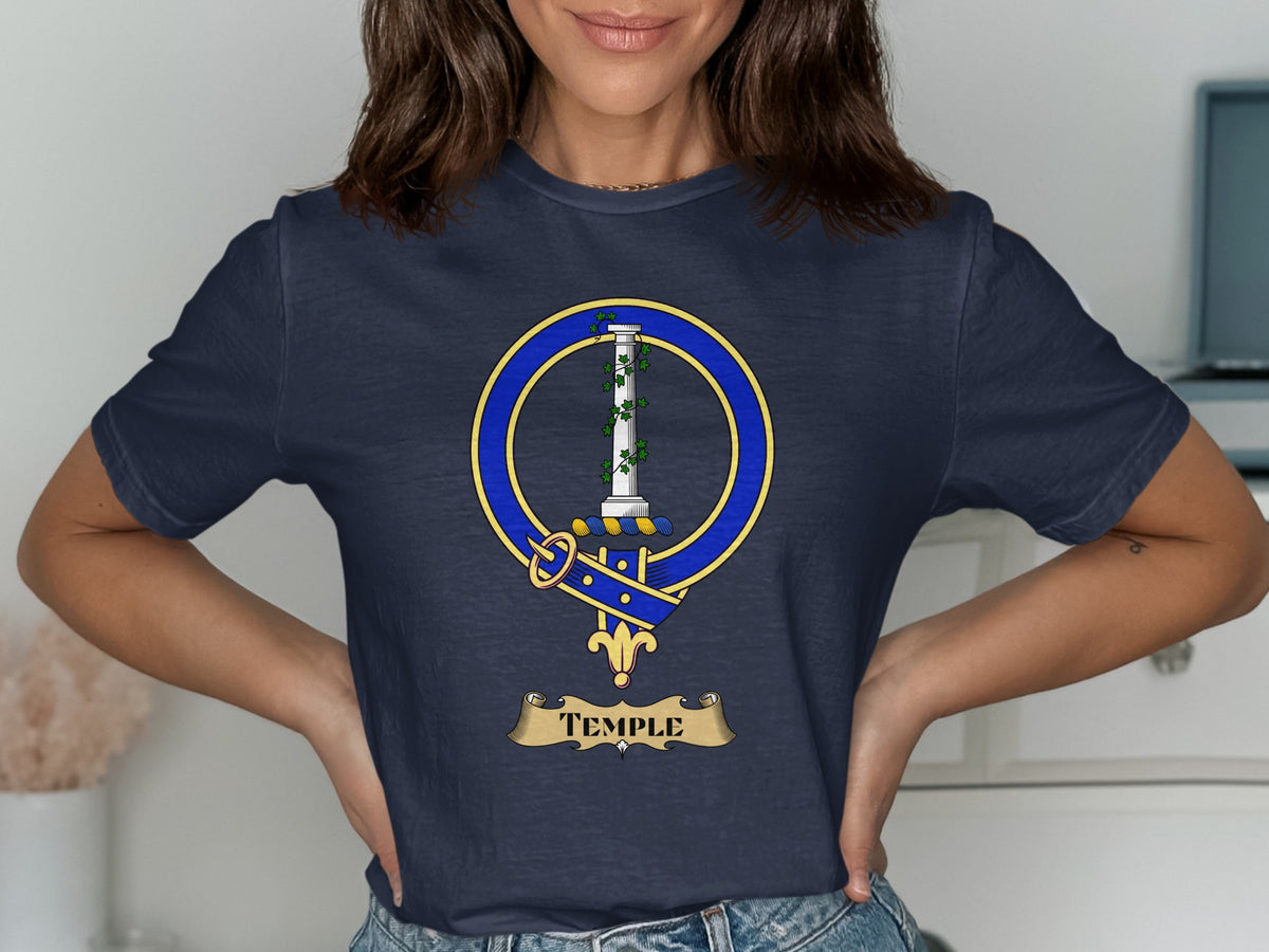 Temple Scottish clan crest design on Navy T-shirt