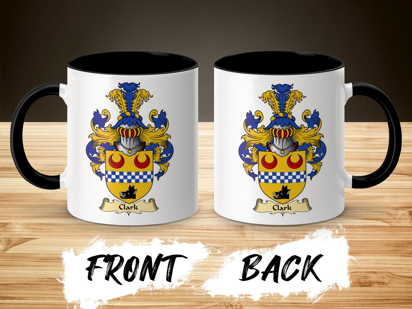 Clark Clan Scottish Coat of Arms Accent Coffee Mug - Living Stone Gifts