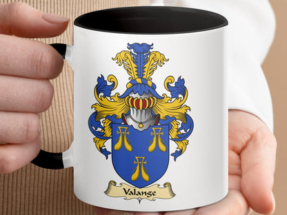 Valange Family Heraldry Crest Scottish Coat of Arms Mug - Living Stone Gifts