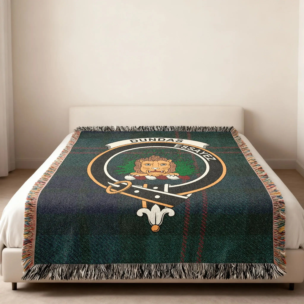 Dundas tartan woven blanket — 80x60 size, heirloom cotton construction with fringe edges